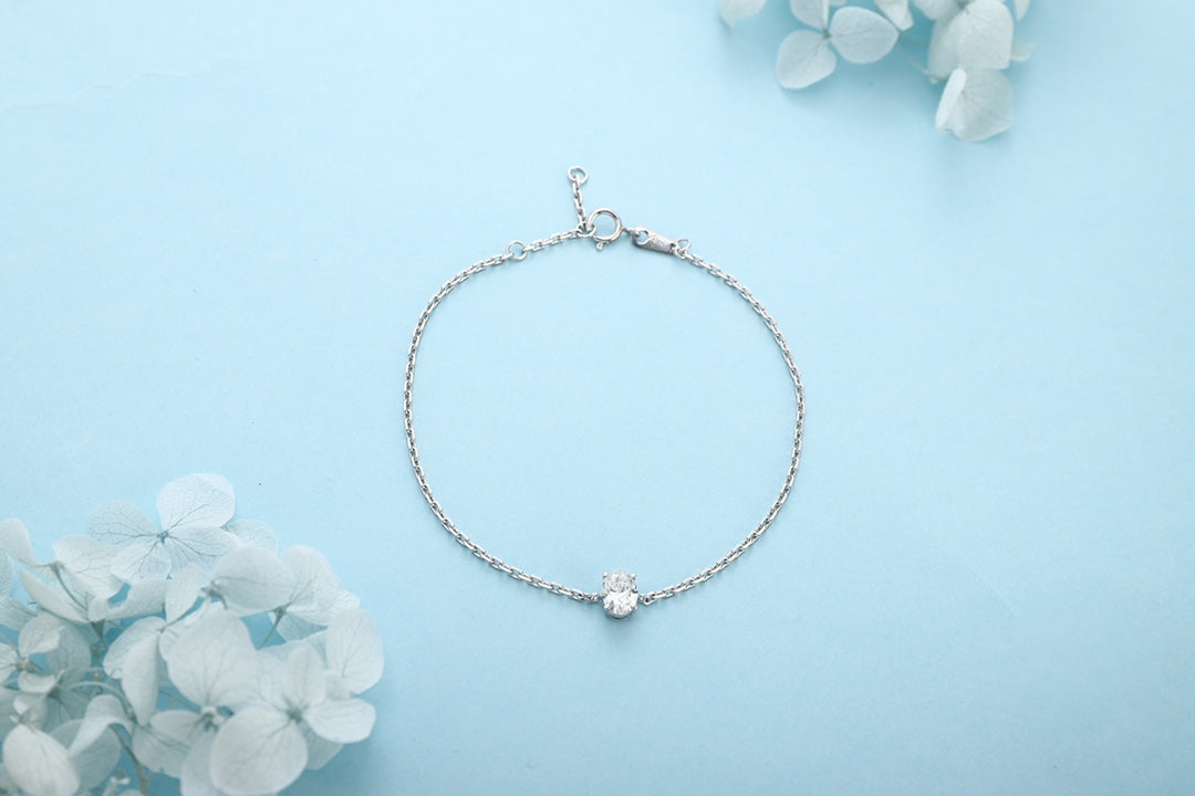 PT950 0.50ct Lab Grown Diamond Oval Shaped Bracelet