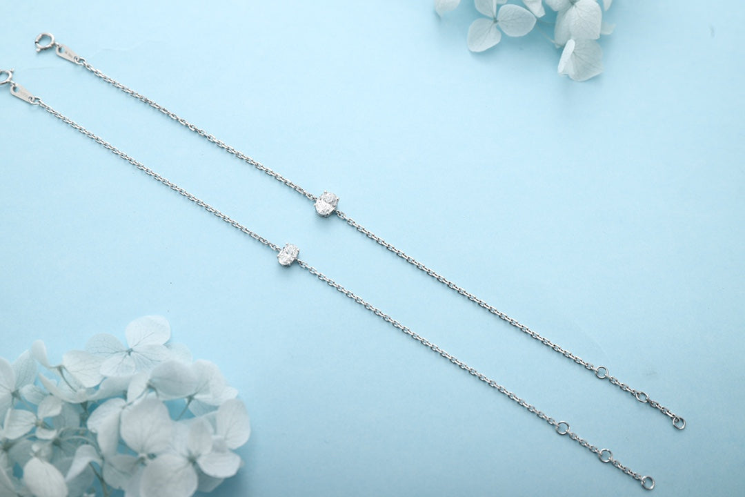 PT950 0.50ct Lab Grown Diamond Oval Shaped Bracelet