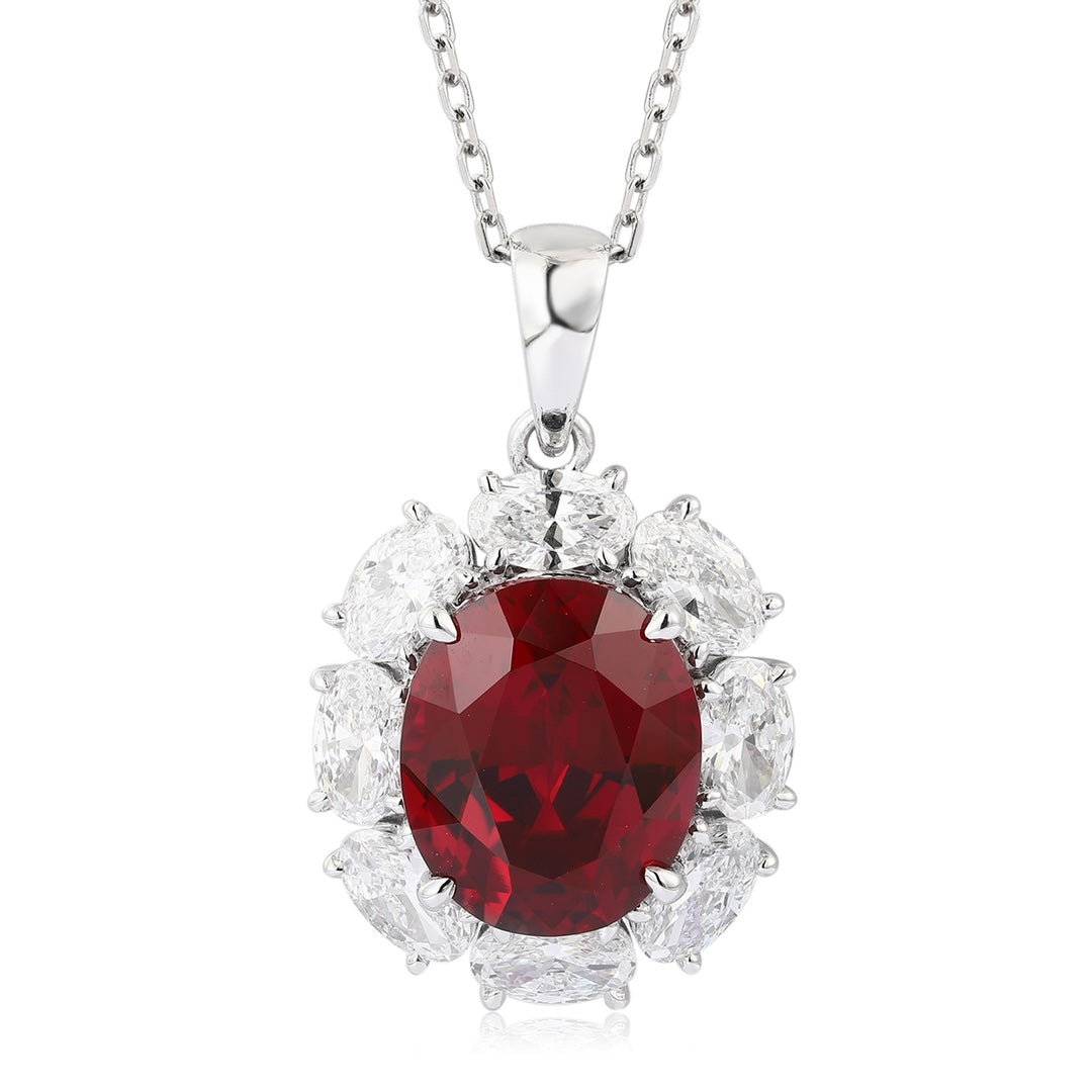 PT950 5.26ct Oval Shape Lab Grown Ruby Treasure Pendant (without chain)