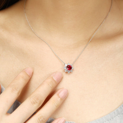 PT950 1.51ct Round Lab Grown Ruby Treasure Necklace