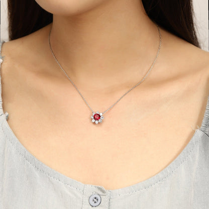 PT950 1.51ct Round Lab Grown Ruby Treasure Necklace