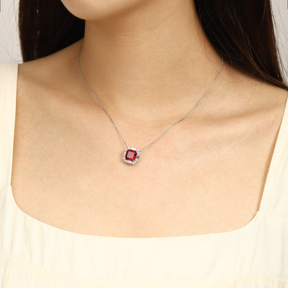 PT950 3.39ct ASSCHER Cut Lab Grown Ruby Treasure Necklace