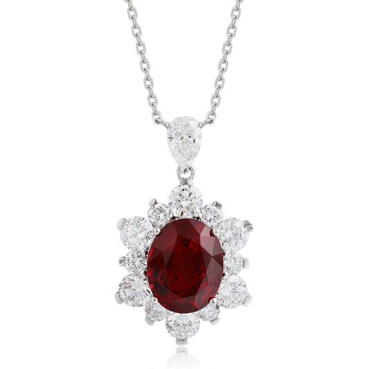 PT950 6.94ct Oval Shape Lab Grown Ruby Treasure Necklace