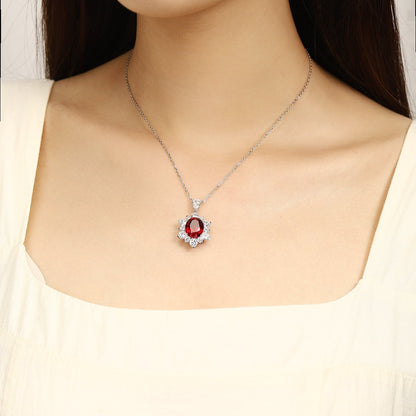 PT950 6.94ct Oval Shape Lab Grown Ruby Treasure Necklace