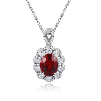 PT950 2.51ct Oval Shape Lab Grown Ruby Treasure Pendant (without chain)