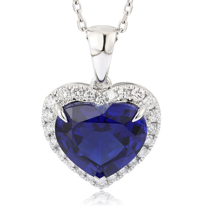 PT950 5.06ct Heart Shape Lab Grown Blue Treasure Pendant (without chain)