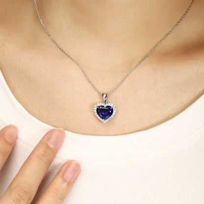 PT950 5.06ct Heart Shape Lab Grown Blue Treasure Pendant (without chain)