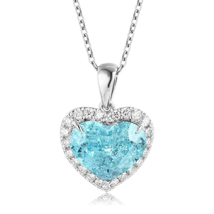 PT950 6.2ct Heart Shape Lab Grown Paraiba Pendant (without chain)