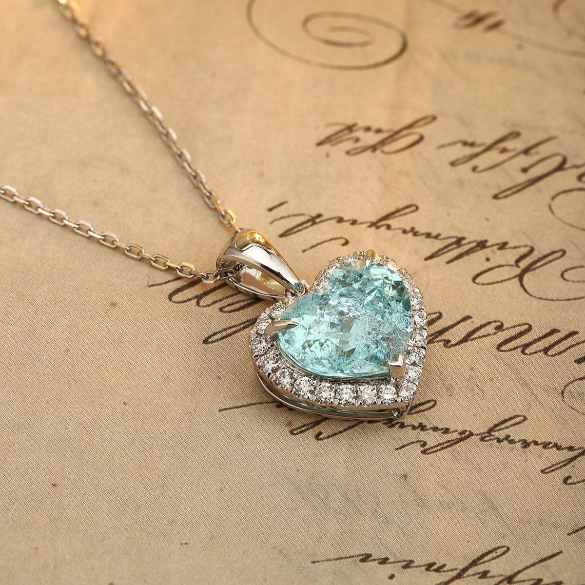 PT950 6.2ct Heart Shape Lab Grown Paraiba Pendant (without chain)