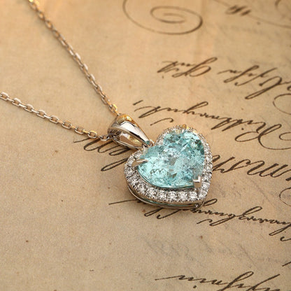 PT950 6.2ct Heart Shape Lab Grown Paraiba Pendant (without chain)