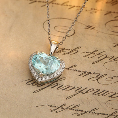 PT950 6.2ct Heart Shape Lab Grown Paraiba Pendant (without chain)