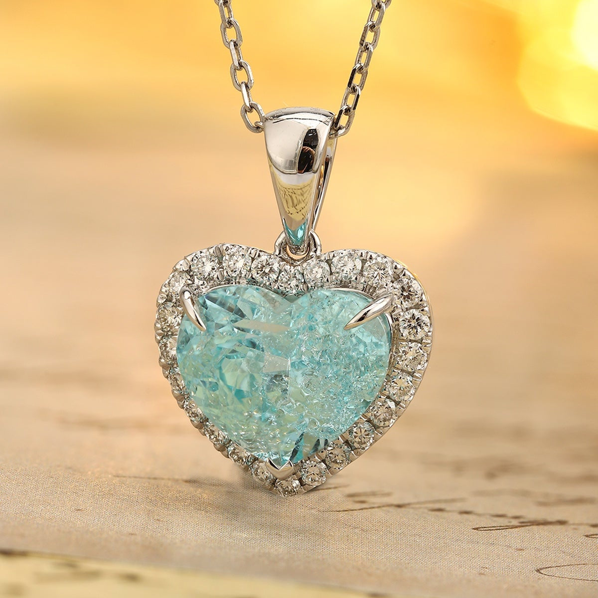 PT950 6.2ct Heart Shape Lab Grown Paraiba Pendant (without chain)