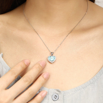 PT950 6.2ct Heart Shape Lab Grown Paraiba Pendant (without chain)