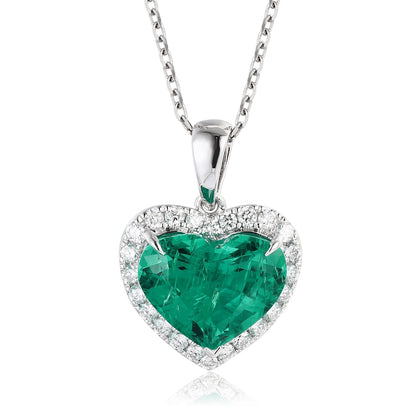 PT950 3.50ct Heart Shape Lab Grown Emerald Pendant (without chain)