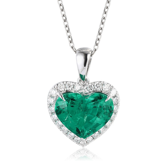PT950 3.50ct Heart Shape Lab Grown Emerald Pendant (without chain)