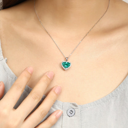 PT950 3.50ct Heart Shape Lab Grown Emerald Pendant (without chain)