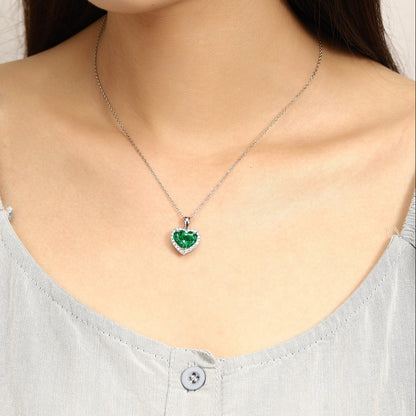 PT950 3.50ct Heart Shape Lab Grown Emerald Pendant (without chain)
