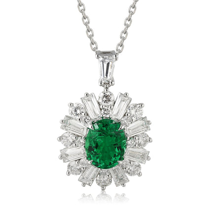 PT950 1.88ct Oval Shape Lab Grown Emerald With Cotton-Like Inclusions Pendant (without chain)