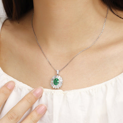 PT950 1.88ct Oval Shape Lab Grown Emerald With Cotton-Like Inclusions Pendant (without chain)