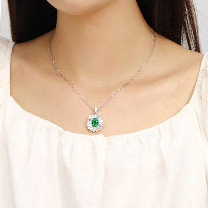 PT950 1.88ct Oval Shape Lab Grown Emerald With Cotton-Like Inclusions Pendant (without chain)