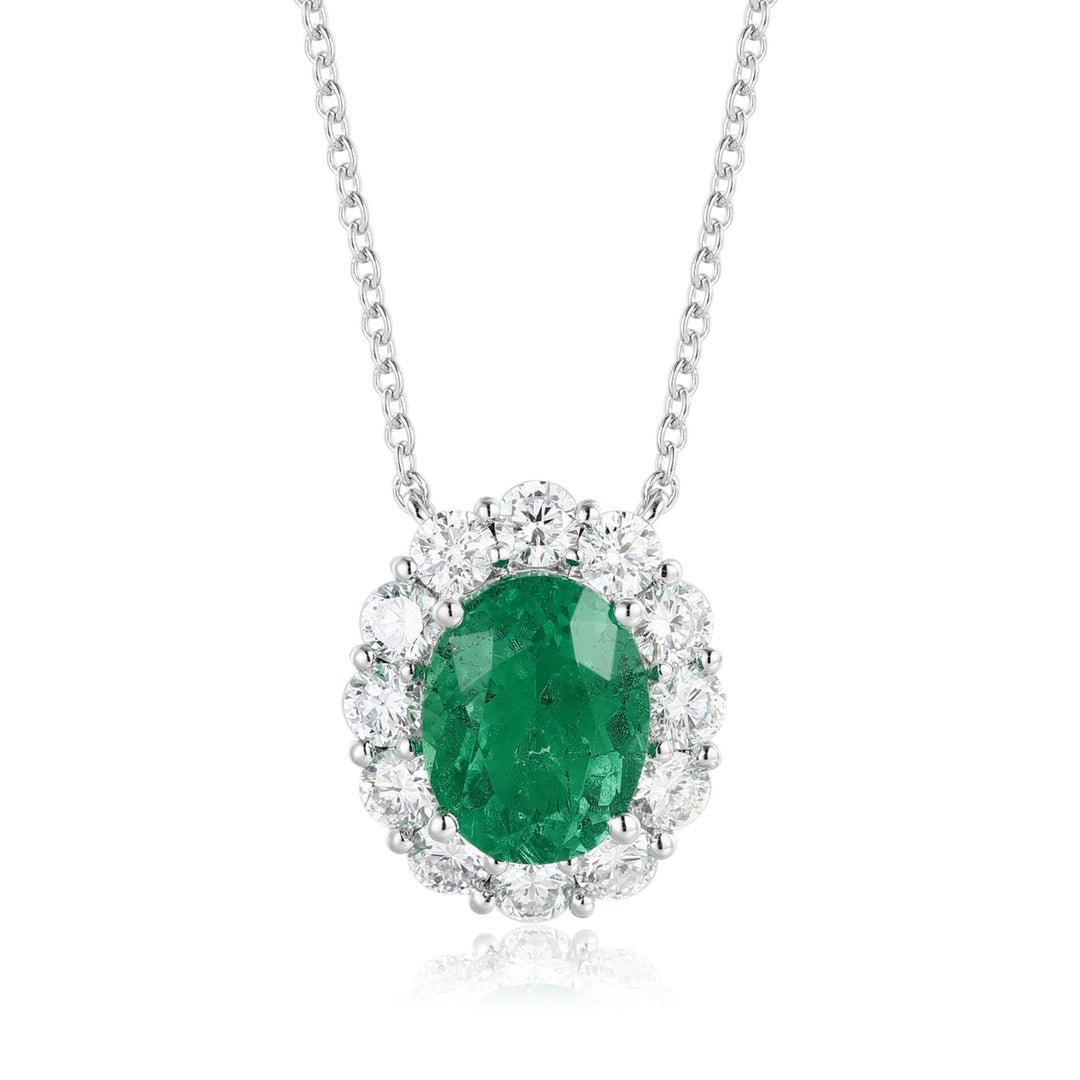 PT950 1.86ct Oval Shape Lab Grown Emerald Necklace