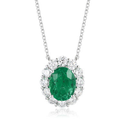PT950 1.86ct Oval Shape Lab Grown Emerald Necklace
