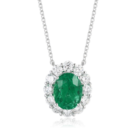 PT950 1.86ct Oval Shape Lab Grown Emerald Necklace