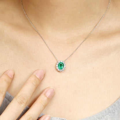 PT950 1.86ct Oval Shape Lab Grown Emerald Necklace