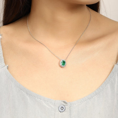 PT950 1.86ct Oval Shape Lab Grown Emerald Necklace