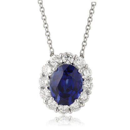 PT950 2.97ct Oval Shape Lab Grown Blue Treasure Necklace