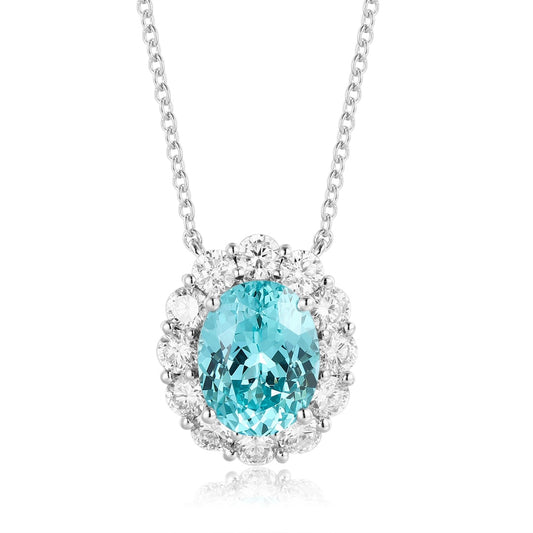 PT950 3.95ct Oval Shape Lab Grown Paraiba Necklace