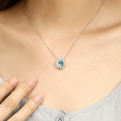 PT950 3.95ct Oval Shape Lab Grown Paraiba Necklace