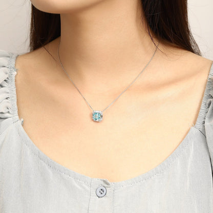 PT950 4.00ct ASSCHER Cut Lab Grown Paraiba Necklace