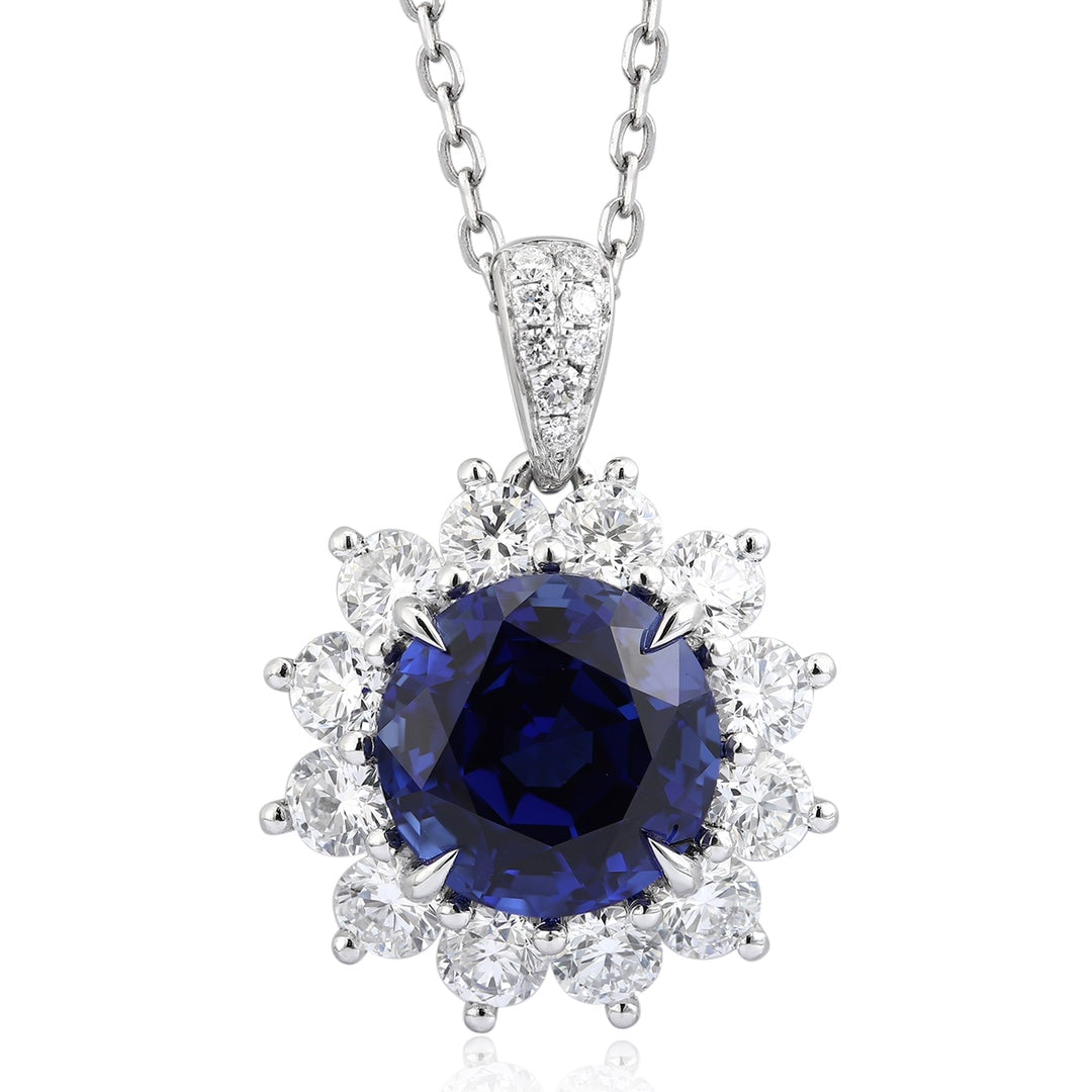 PT950 Lab Grown Blue Treasure Pendant (without chain)