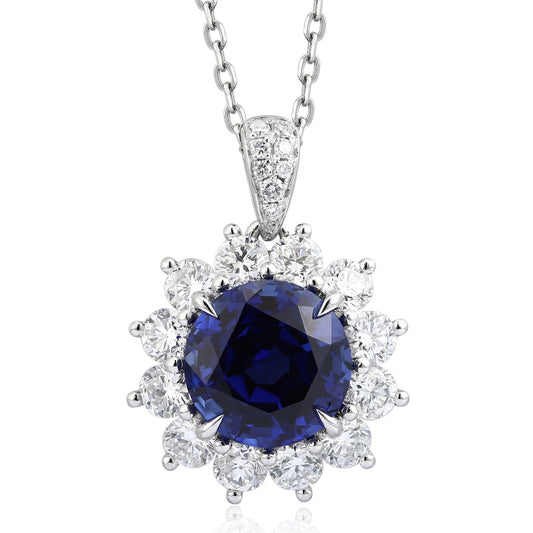PT950 Lab Grown Blue Treasure Pendant (without chain)