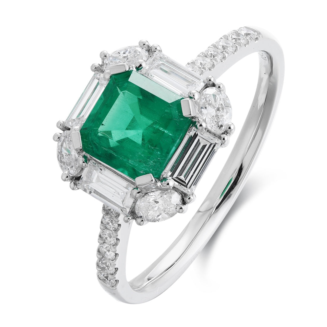 PT950 1.04ct ASSCHER Cut Lab Grown Emerald Ring