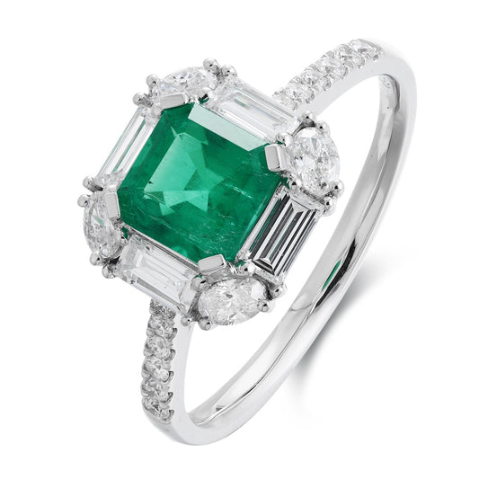 PT950 1.04ct ASSCHER Cut Lab Grown Emerald Ring