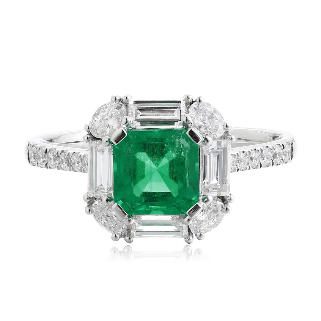 PT950 1.04ct ASSCHER Cut Lab Grown Emerald Ring
