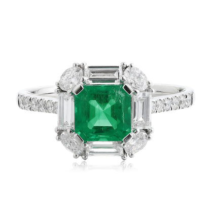 PT950 1.04ct ASSCHER Cut Lab Grown Emerald Ring