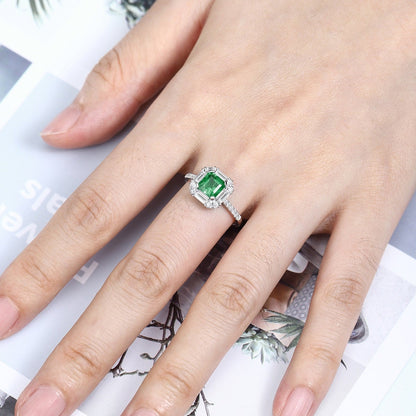 PT950 1.04ct ASSCHER Cut Lab Grown Emerald Ring