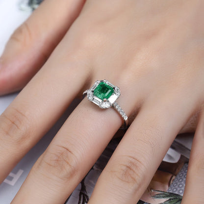 PT950 1.04ct ASSCHER Cut Lab Grown Emerald Ring