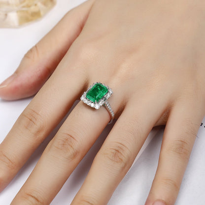 PT950 2.63ct Emerald Cut Lab Grown Emerald Ring