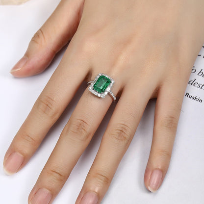 PT950 2.63ct Emerald Cut Lab Grown Emerald Ring