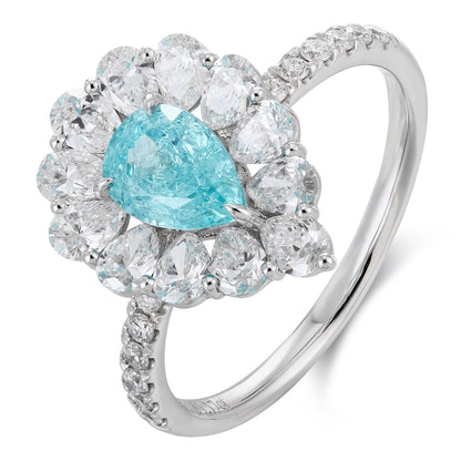 PT950 1.24ct Pear Shaped Lab Grown Paraiba Ring