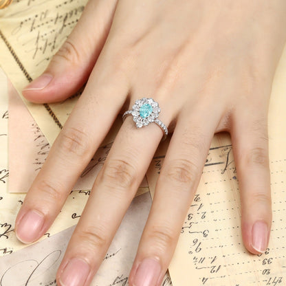 PT950 1.24ct Pear Shaped Lab Grown Paraiba Ring