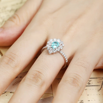 PT950 1.24ct Pear Shaped Lab Grown Paraiba Ring