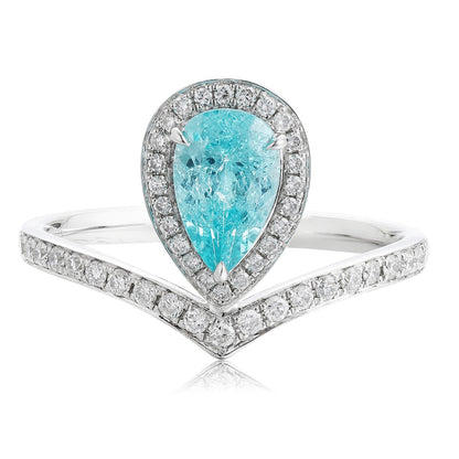 PT950 1.35ct Pear Shaped Lab Grown Paraiba Ring