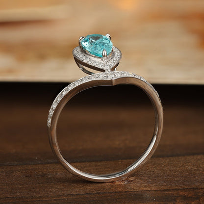 PT950 1.35ct Pear Shaped Lab Grown Paraiba Ring