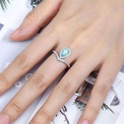 PT950 1.35ct Pear Shaped Lab Grown Paraiba Ring