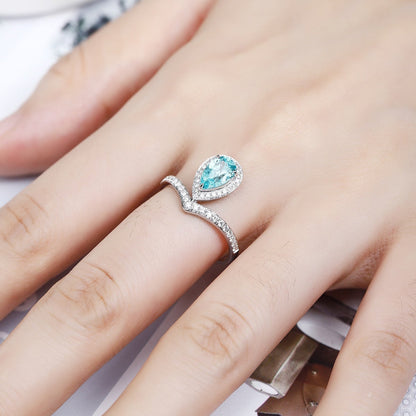 PT950 1.35ct Pear Shaped Lab Grown Paraiba Ring